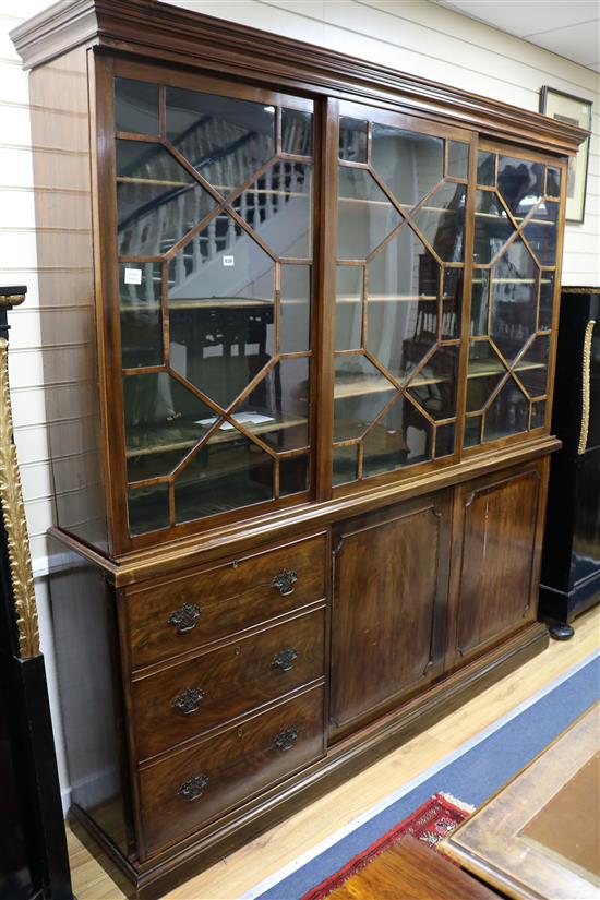 A George III style mahogany bookcase W.210cm